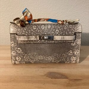 Elegant Ombré Lizard Women's Bag silver